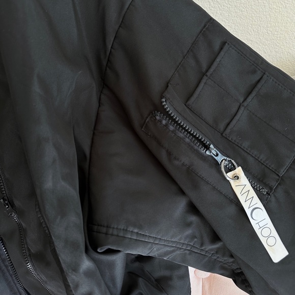 LIKE NEW Trendy Oversized Black Bomber Jacket Puffy Sleeves Warm Cool - Picture 2 of 4